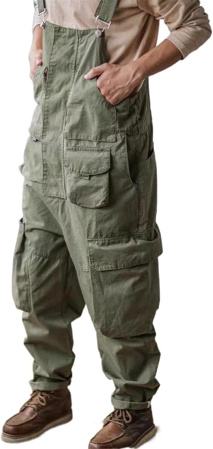 Straight-leg Multi-pocket Workwear Overalls Men's Jumpsuit