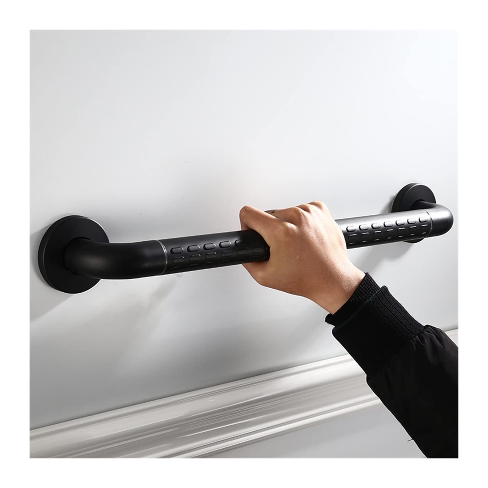 agarraderas baño Barras de Captura de baño Negro de Acero Inoxidable 304, Barras de Seguridad, Asas de baño Luminoso Fluorescente Barra de Agarre para Baño(58cm)