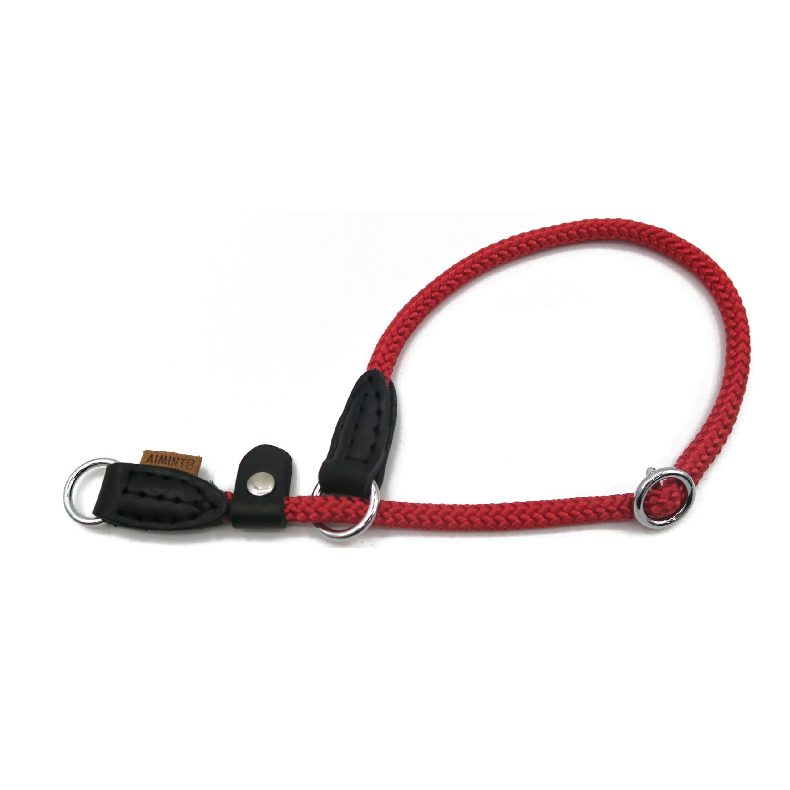 Aiminto Braided Rope Collar, Round Martingale Collar with Adjustable Stopper and Slidable Stop Ring