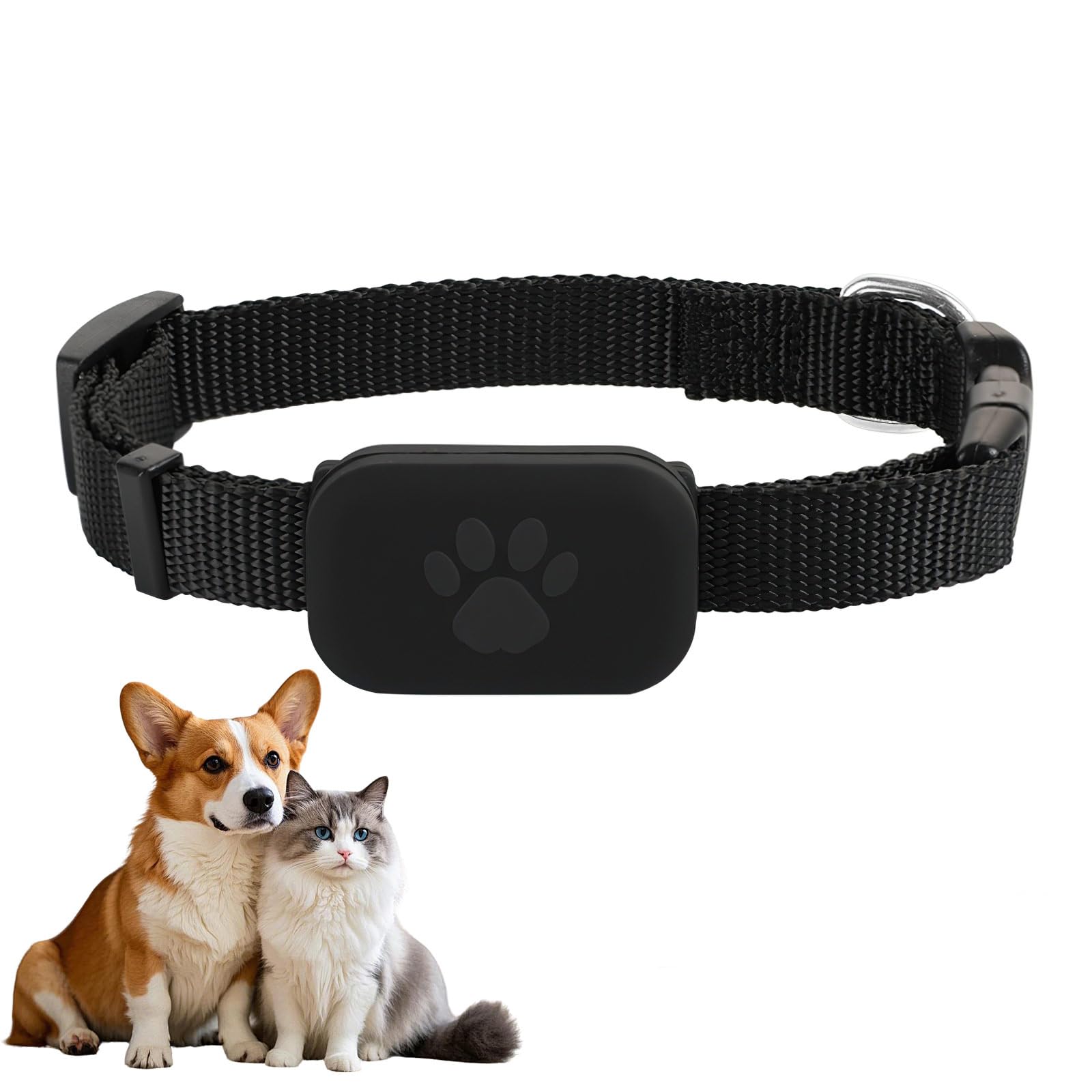 Rastreador GPS Gato Perro,Collar Ajustable,Sin Suscripción Mensual,Impermeable Bluetooth,Localización GPS,Larga Vida De La Batería, Rastreador para Animales,Compatible iOS Android (Negro)