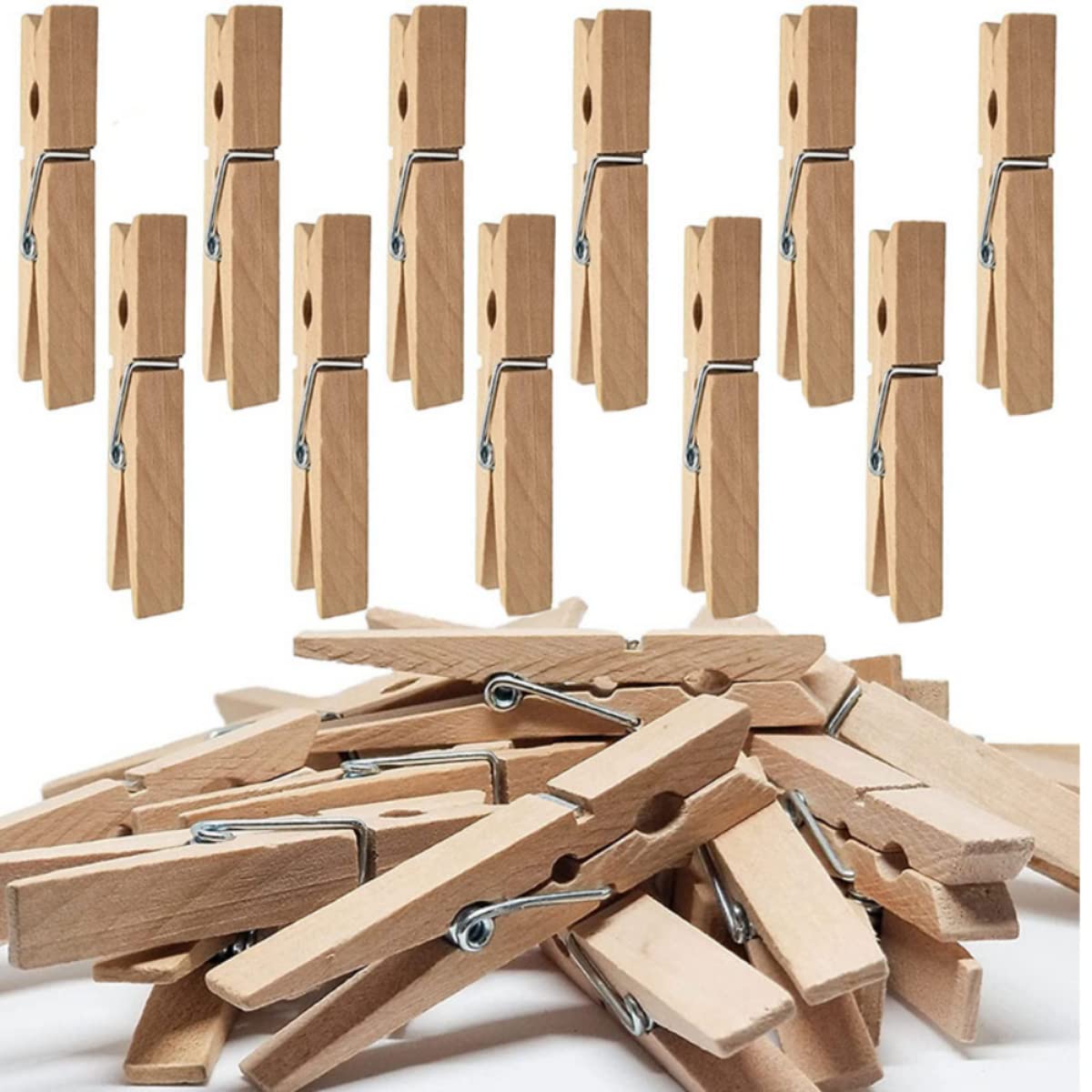 120 Pcs Clothes Pins Heavy Duty Outdoor with Spring,Clothes Pins Wood for Hanging Clothes 2.8 Inch, Clothes Pins for Classroom, Clothes Pins for Crafts, Large Clothes Pins Wood, Wooden Clothespins