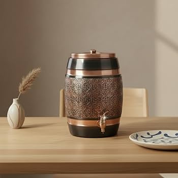 Metals Bazar Copper Water Carafe 5 Liter| Embossed & Black Printed
