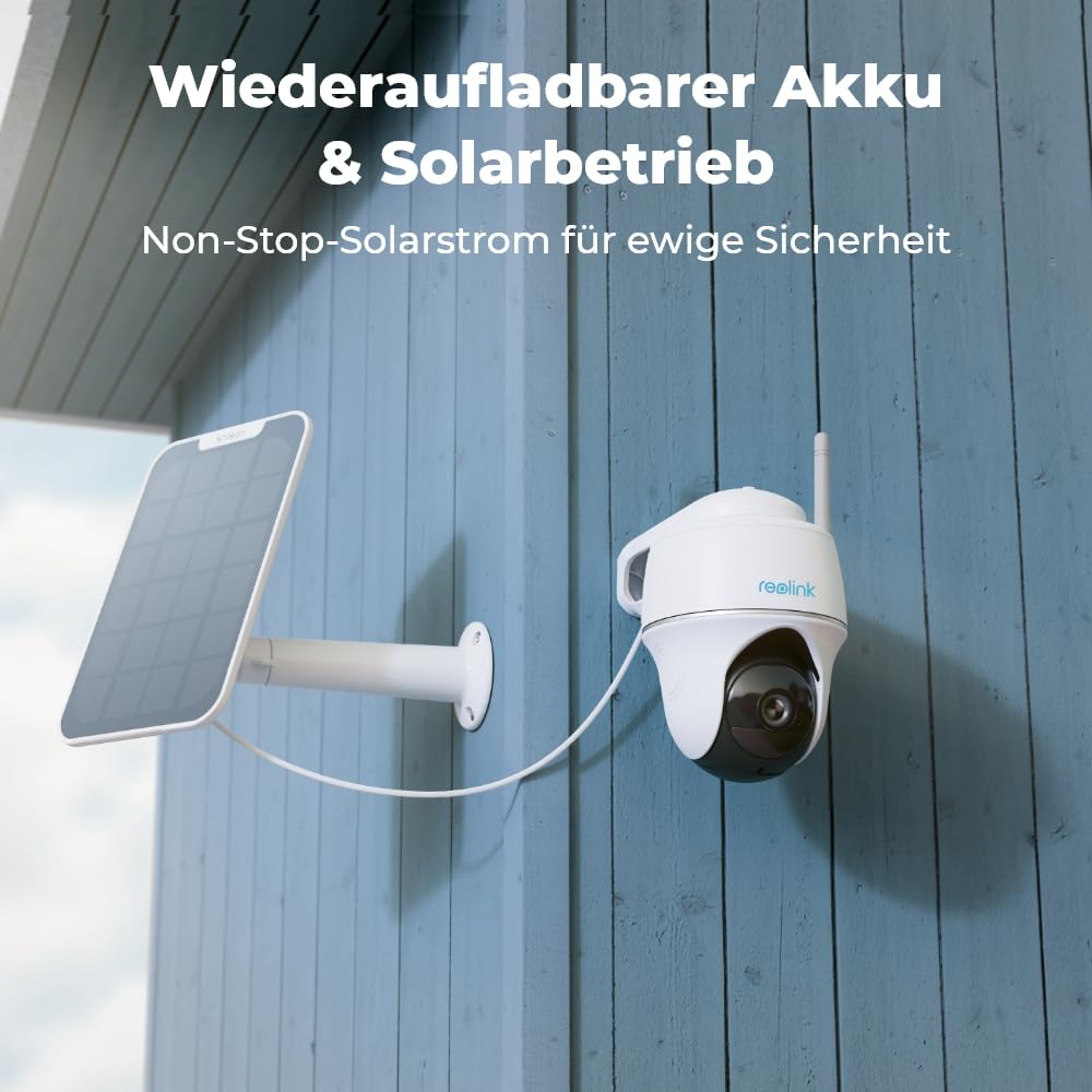 Reolink 360° PTZ Videocamera Sorveglianza Batteria Solare, 3MP Telecamera WiFi Esterno Senza Fili, Visione Notturna IR, Argus PT Lite con Pannello Solare (Ricondizionato)