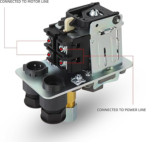 Miniatura 4 de MEANLIN MEASURE Válvula de control del interruptor de presión del compresor de aire 120-150 PSI 110V-240V Piezas de repuesto de 1 vía con manómetro
