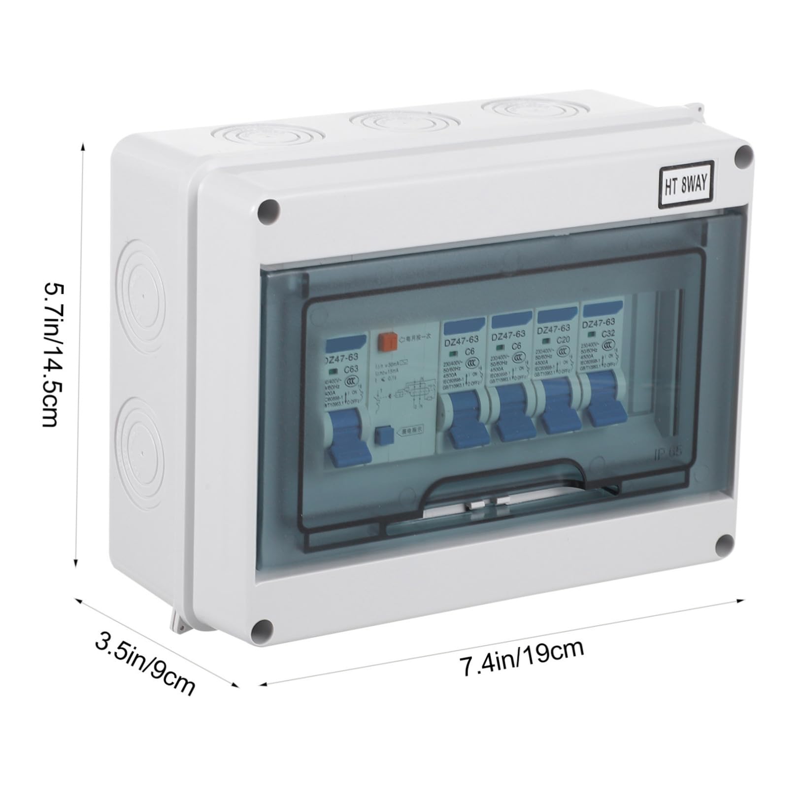 Fehlerstromschutzschalter 400v 63a 8-fach mit 30ma, 3000a | Nylon Gehäuse Ip54, 0, 1s Auslösezeit, 50/60hz, für Garage und Werkstatt