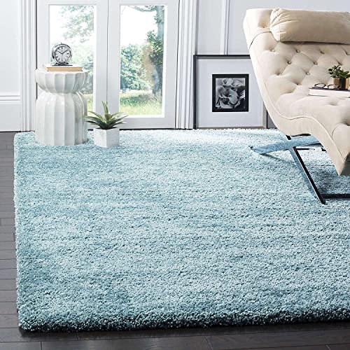Image of Sky Microfiber Plush Shaggy Carpet 7x7 Feet Square Designed with Soft Dense Fibers, Anti Skid Backing and Handwoven Comfort for Bedrooms, Living Rooms and Home Spaces