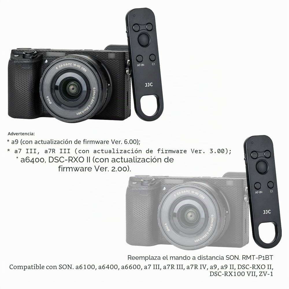 JJC RMT-P1BT Mando a Distancia Bluetooth para A7 IV RX100 VII A6400 A6600 A6700 A6100 ZV-E1 FX30 FX3 ZV-E10 ZV-1 A7 III ZV-1F a7C - Controlador inalámbrico
