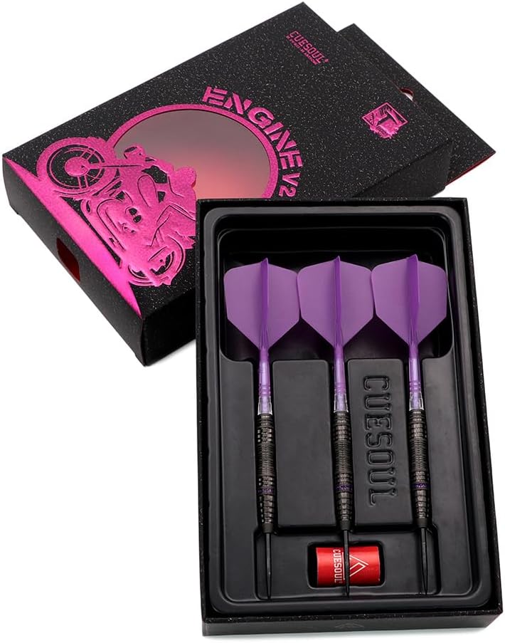 CUESOUL Engine 21/22/23g Steel Tip 90% Tungsten Dart Set with Oil Paint Finished and Unifying ROST T19 Carbon Flight