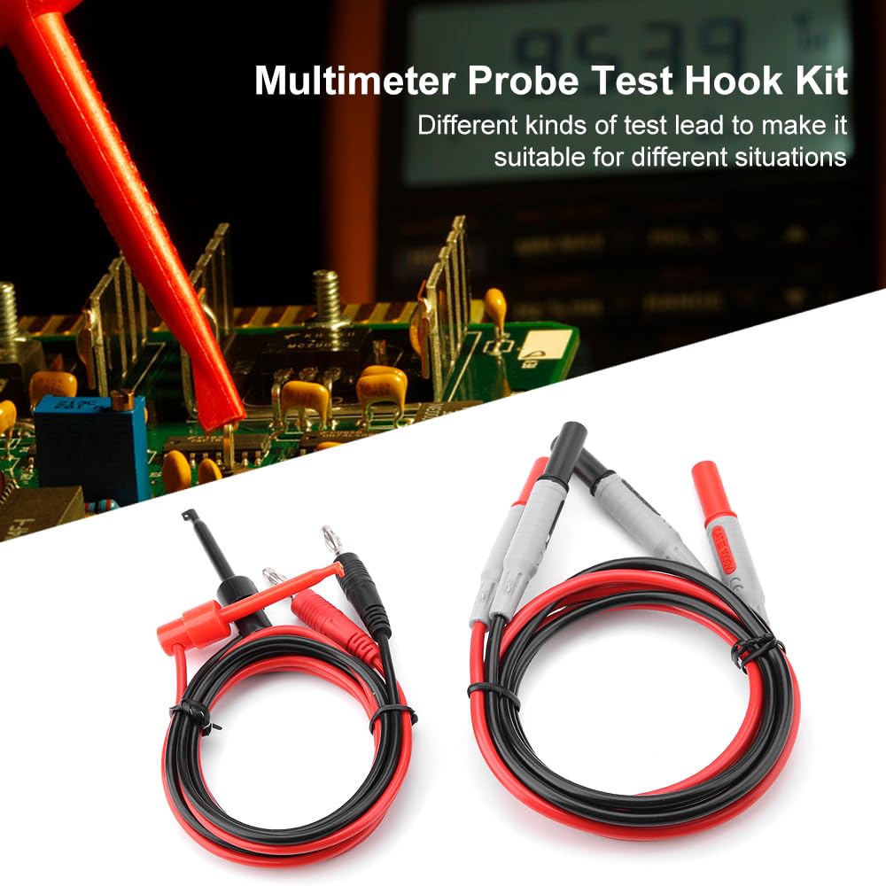 Kit de cables para multímetro,40 cables de prueba profesionales con conector banana de 4 mm macho a hembra de 4 mm,cables de prueba con conector banana doblado y más