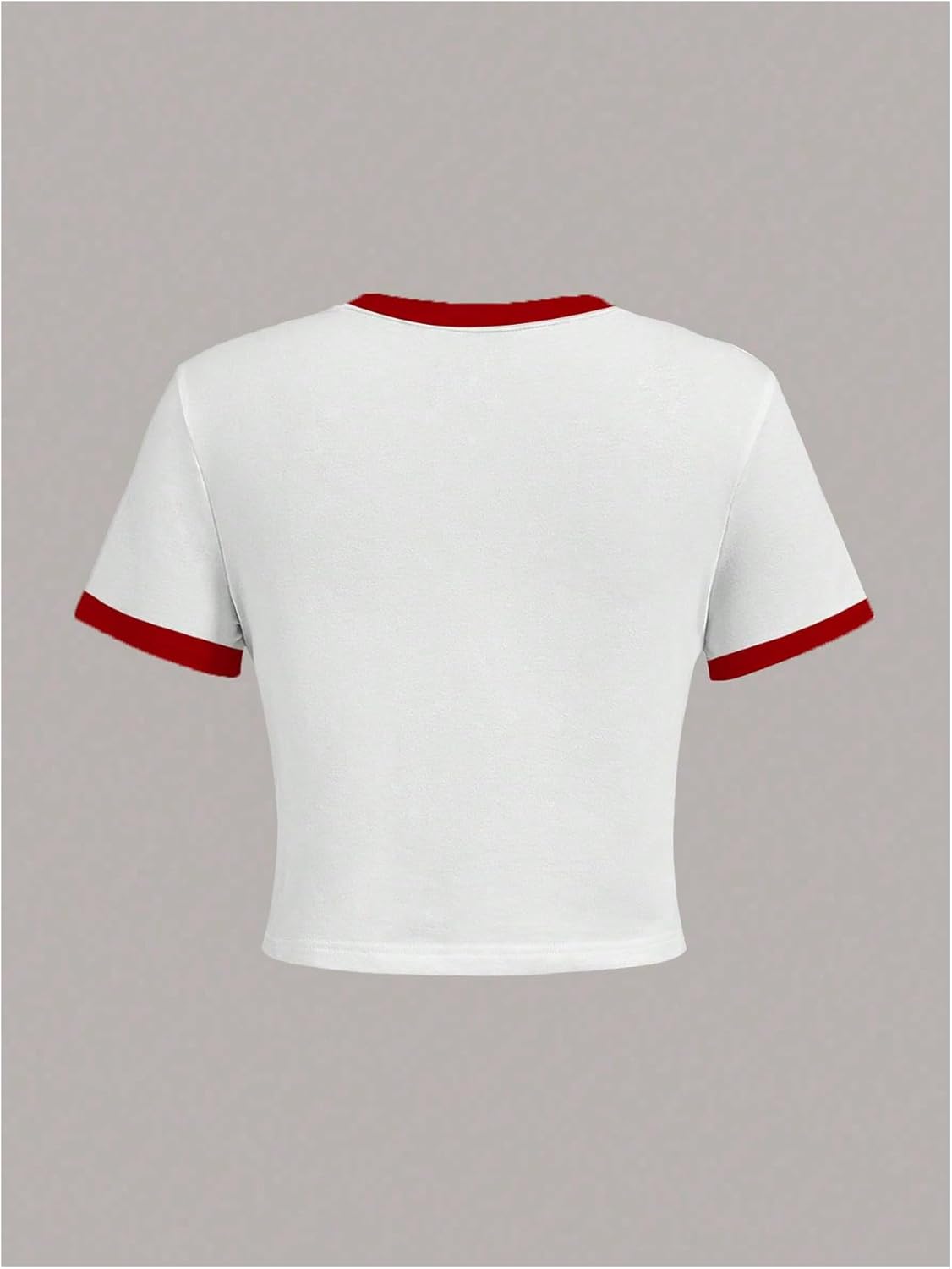 Girl's Cherry Bow Crop Shirts Cute Short Sleeve Graphic Tees Summer Crew Neck Tight T Shirt - Image 2