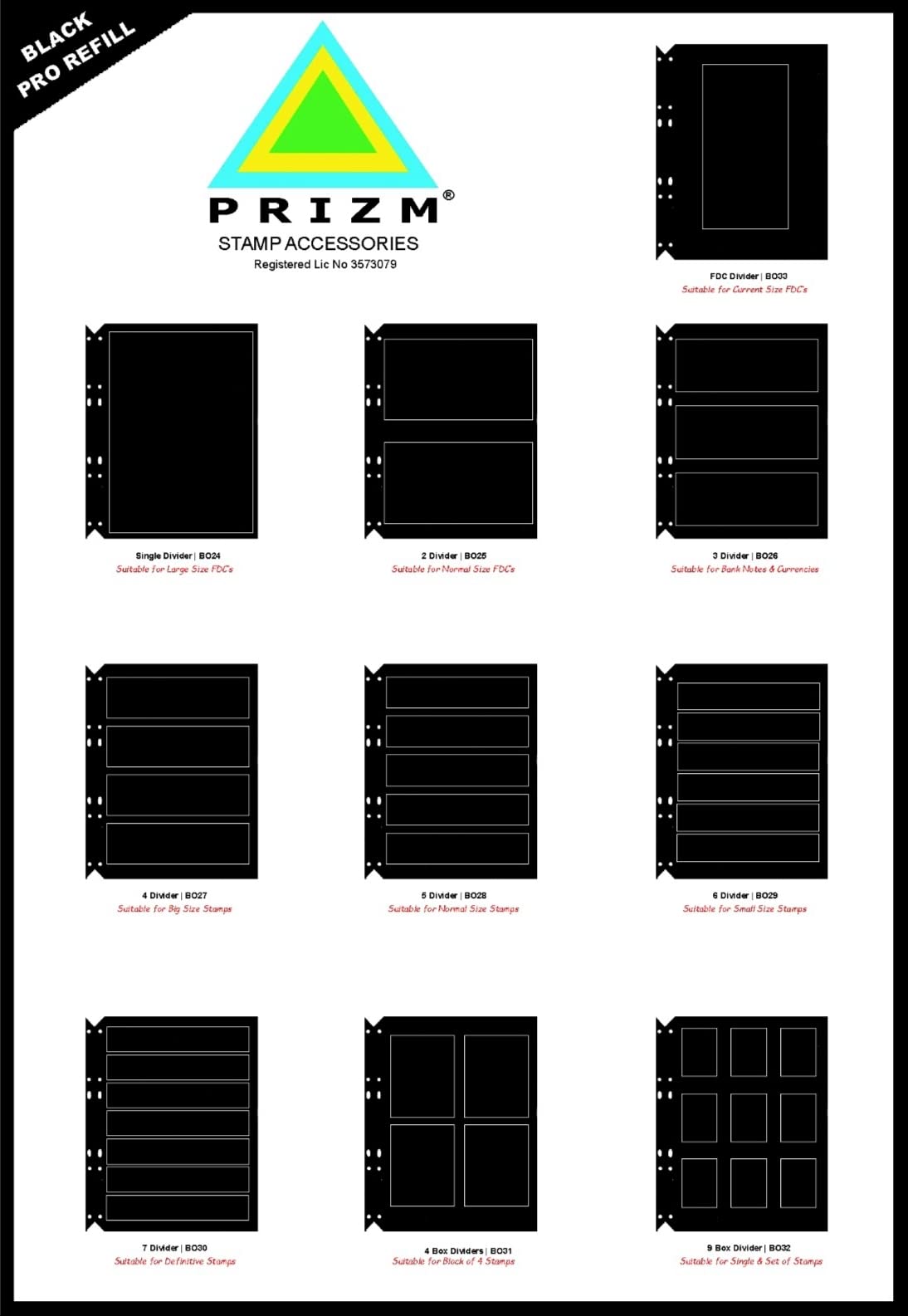 Prizm Black Pro Refills | 6 Dividers | Pack of 5 Sheets 1