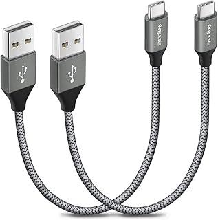 etguuds [2-Pack/0.3M] Short USB C Cable, USB A to Type C Fast Charger Charging Lead Nylon Braided Compatible with Samsung Galaxy S20 S10 S9 S8 Plus S10E, Note 10 9 8, A20E A70 A50 A40 M31 (Grey)