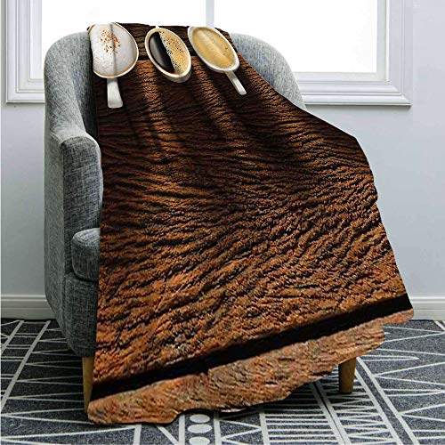 Flannel Fleece Velvet Plush Throw Blanket,Coffee Beverage Mug Cup Utensils Image Rustic Design