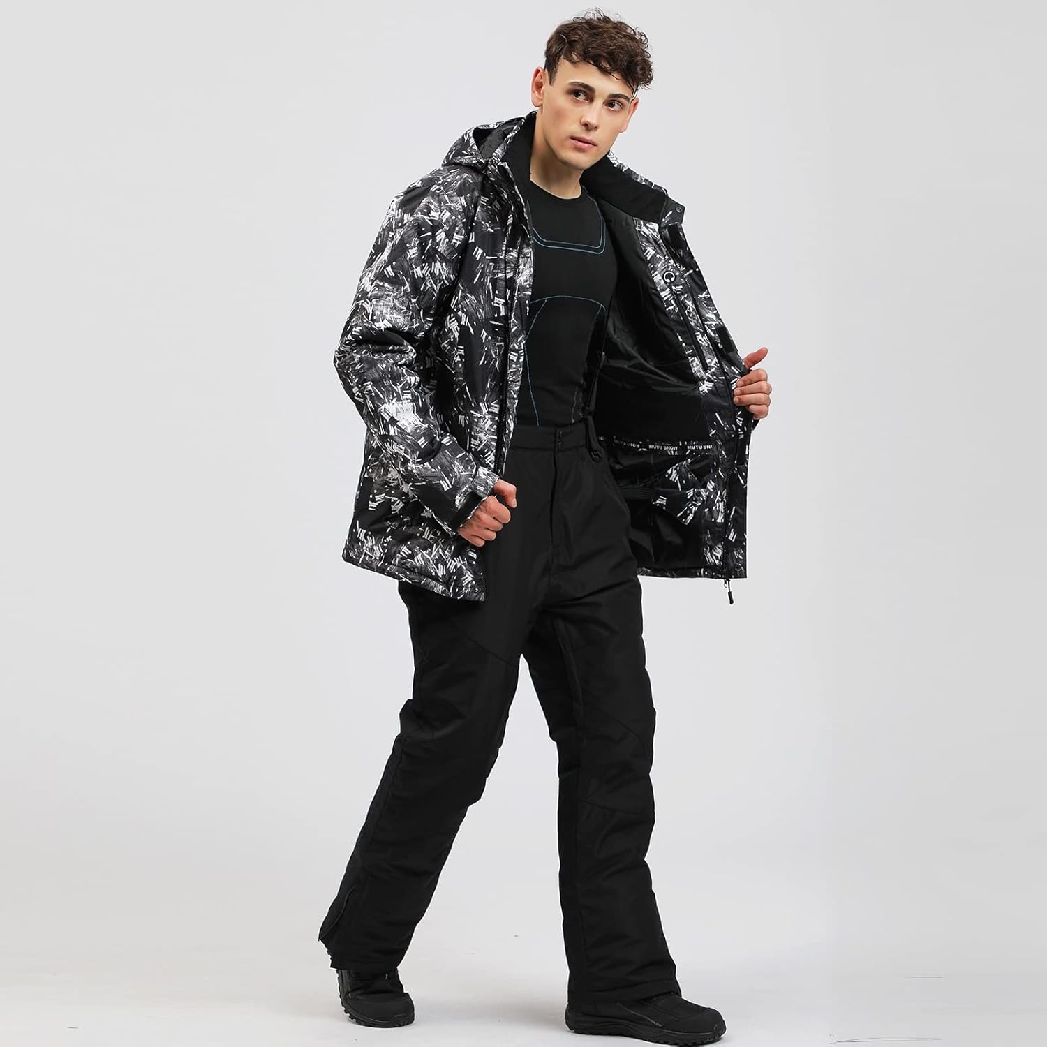 Mens Ski Jacket and Pants Set Ski Suit Winter Waterproof Windproof Hooded Snow Coat 2 Pieces Snowboarding Snowsuits - Image 2