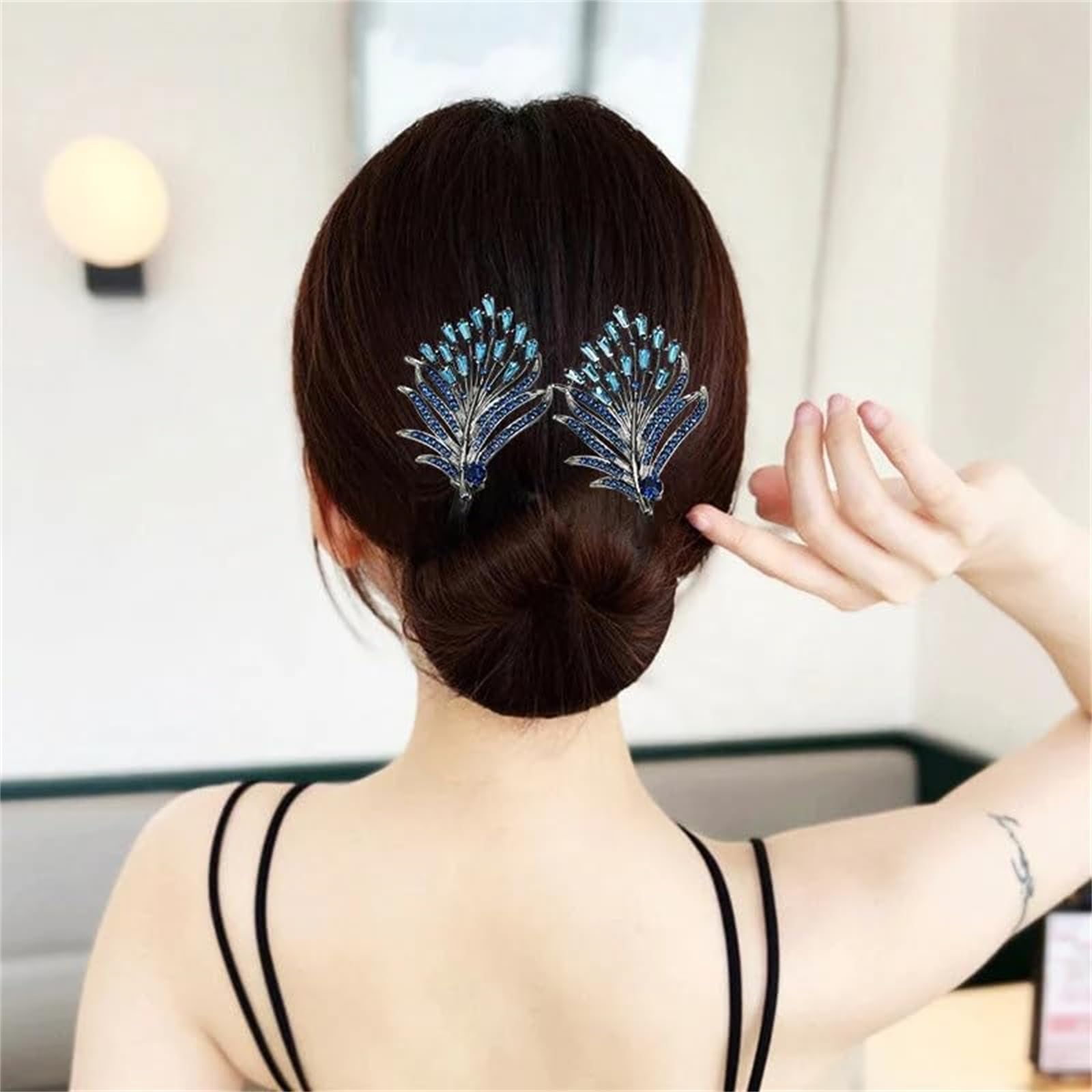 Amazon.co.jp: ラインストーンフラワーヘアクリップ、フィッシュテール