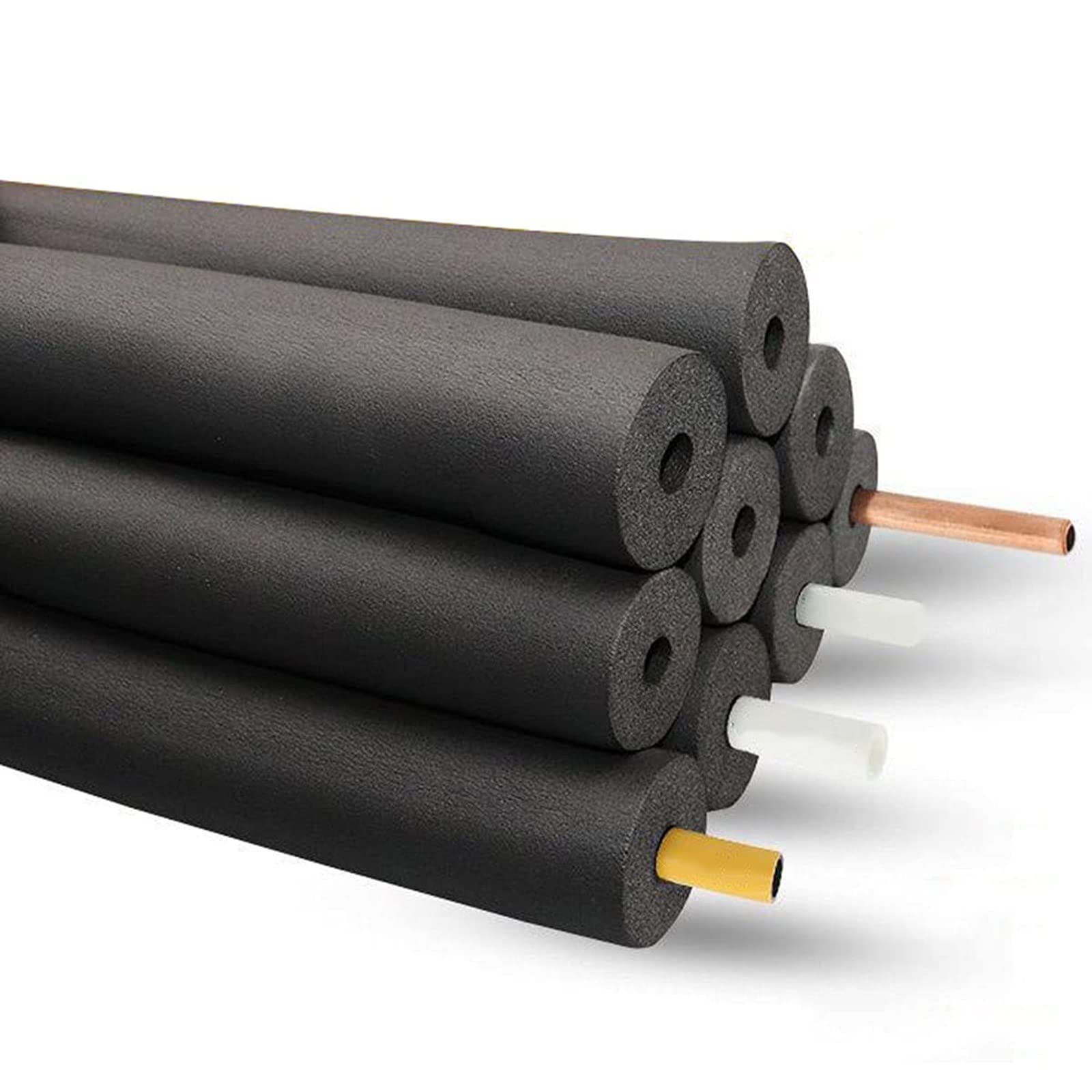 Pipe Insulation， Pipe Insulation Foam Tube Split Rubber Tubular Black 5.9 ft Multiple Sizes(ID32MM)