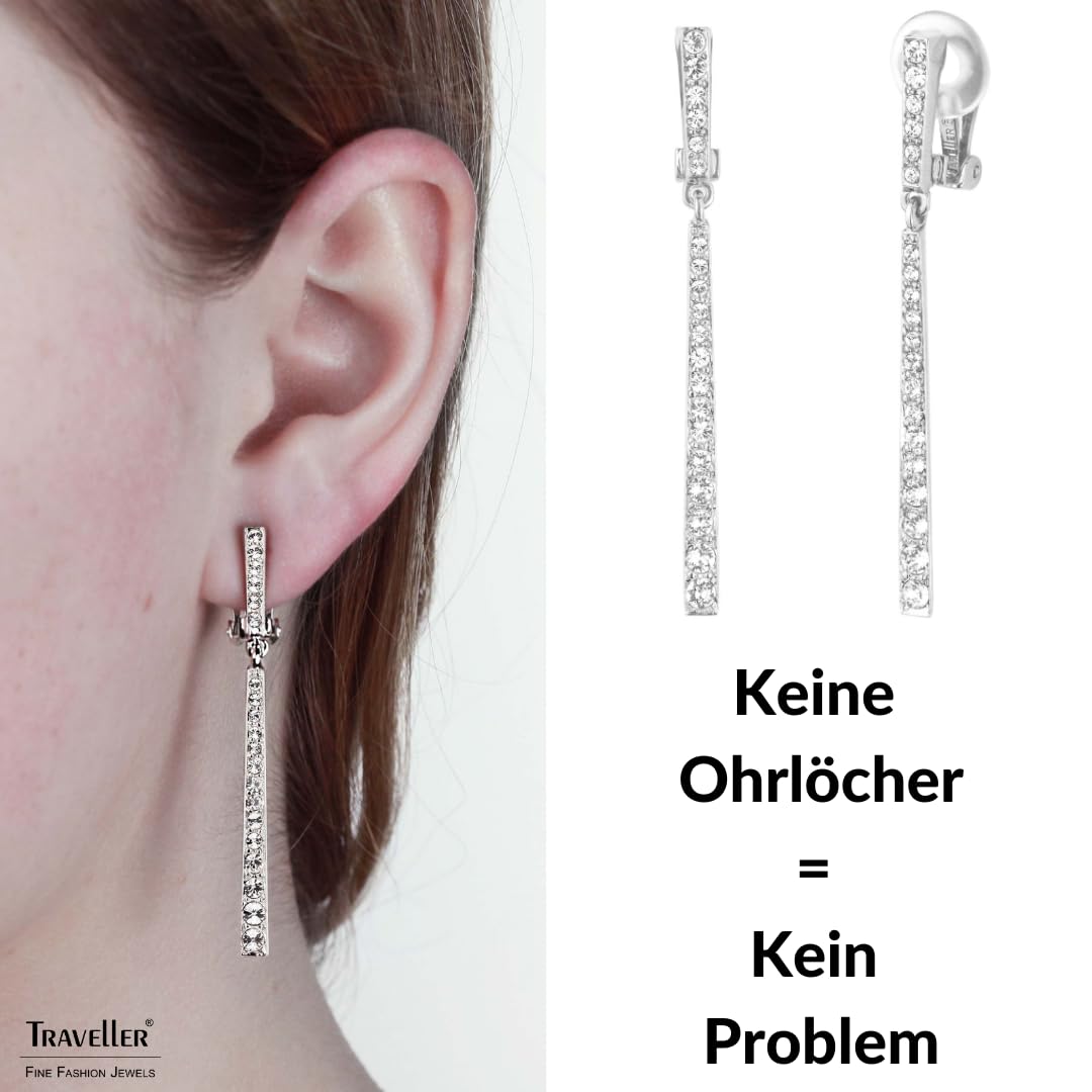 Traveller Ohrclip Hängend Kristall-Steine