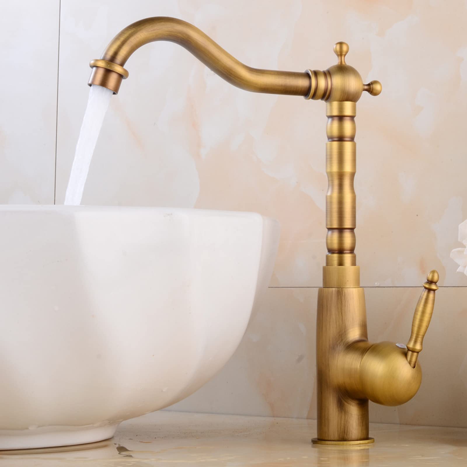 Fanjubei Ordinary Bathroom Brass Vintage Hot And Cold Basin Black Faucet, Standard