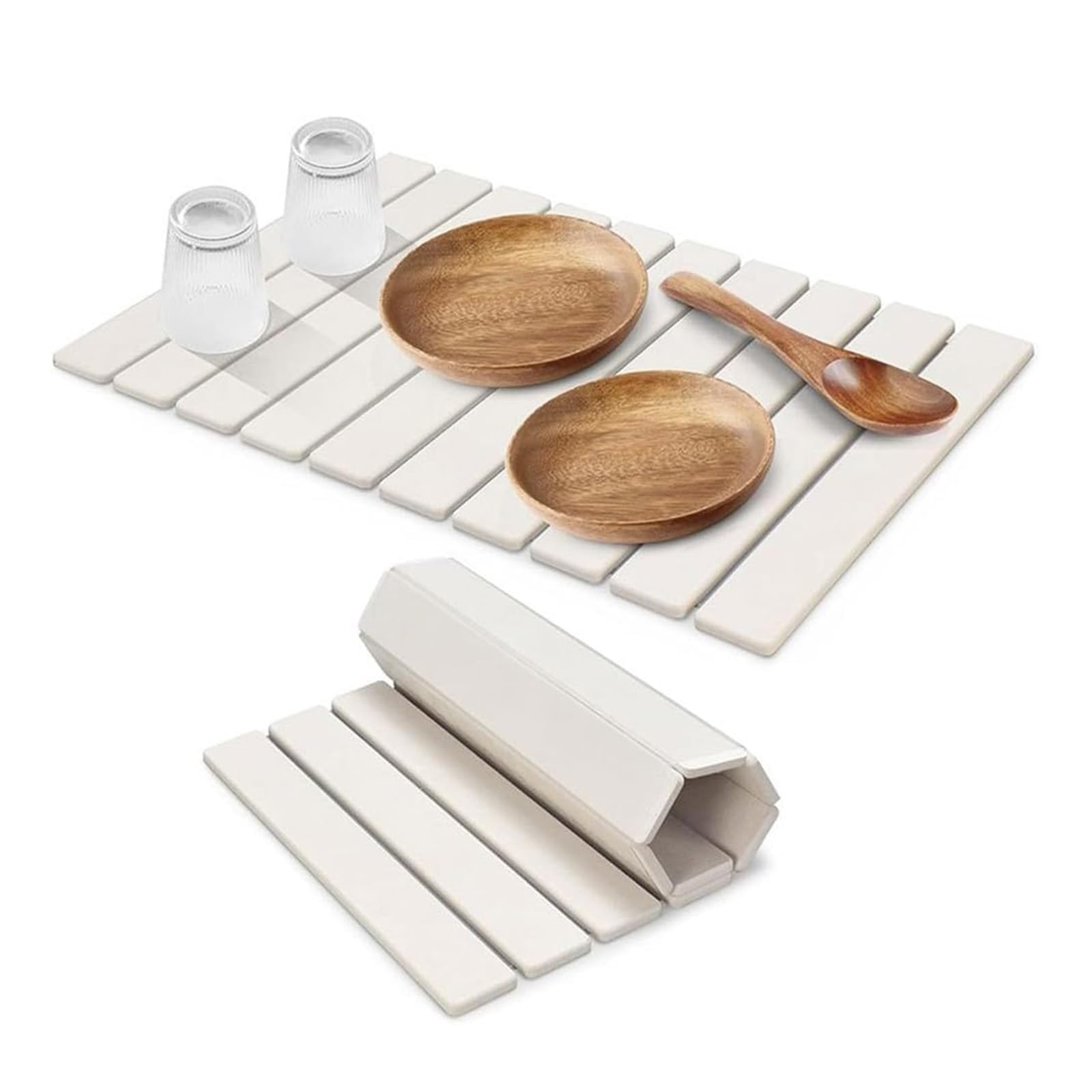 Kieselgur-Abtropfmatte, schnelltrocknend, zusammenklappbar, für Küchentheke, Geschirr, Badezimmer, Flaschen und Tassen, 30 x 40 cm, saugfähige Abtropfmatte (grau)
