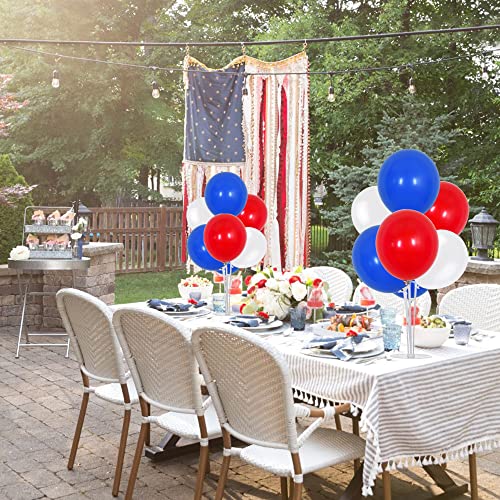 Image of TONIFUL 4 Set Blue Red White Balloon Centerpiece for Table Balloons Stand