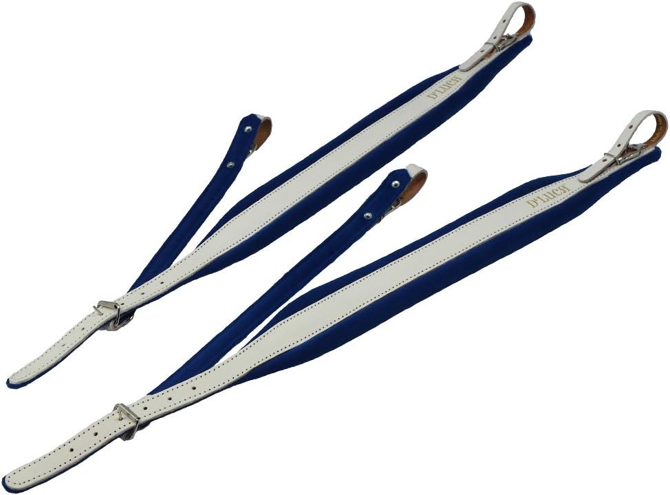 D'Luca DSG-WHLBLV Pro SG Series Genuine Leather Accordion Straps, White/Blue