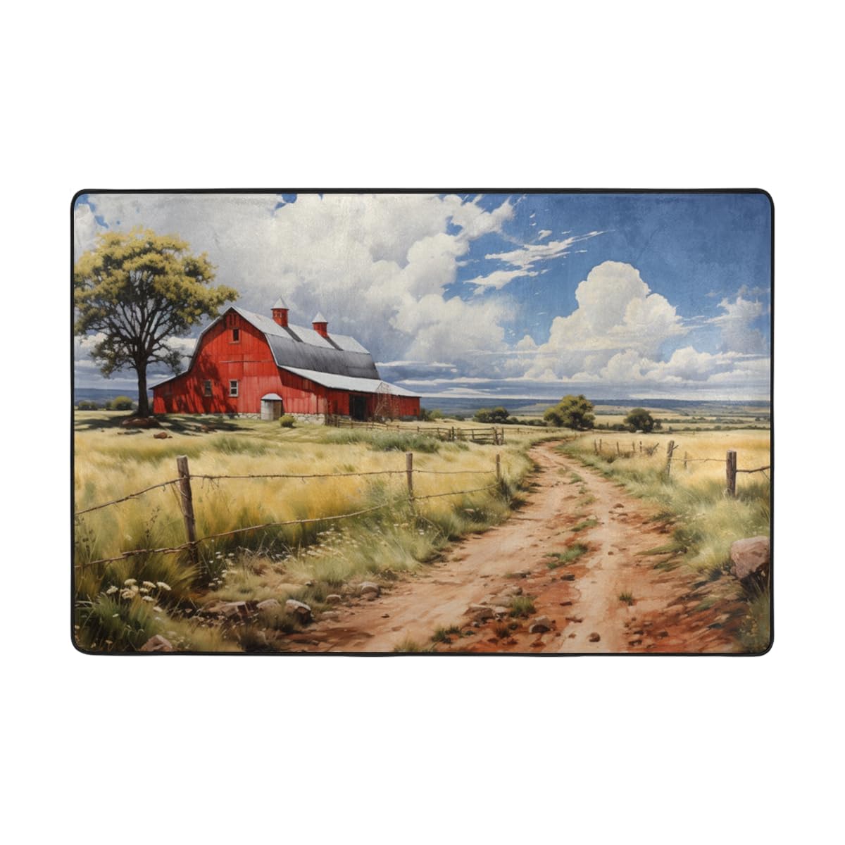 Red barn Design Area Rugs 4 ft x 6 ft Durable & Soft Suitable for Indoor, Kitchen, Bathroom, and Nursery Thick & Washable Carpet AR-810738277