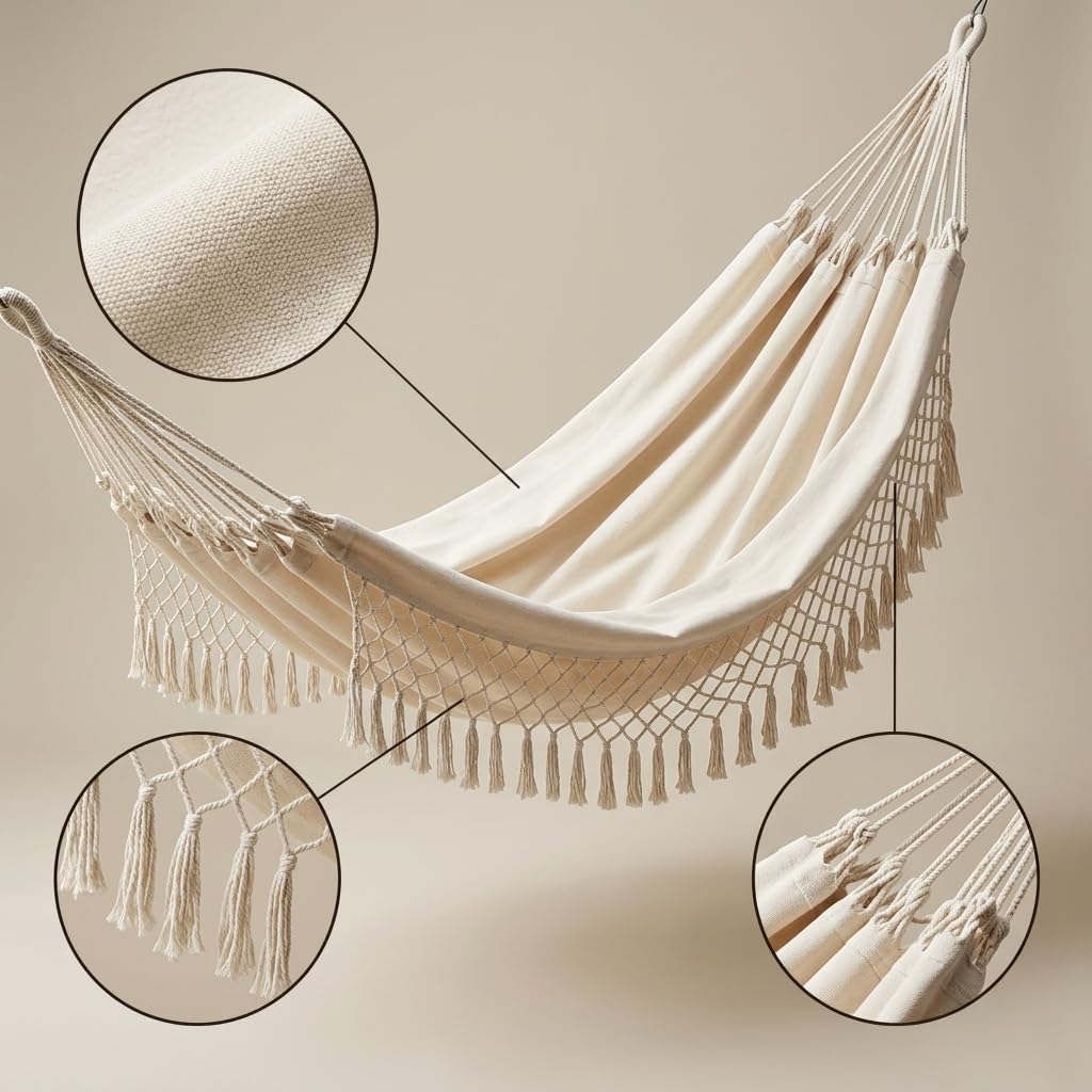 Hamaca Doble de Lona para 2 s, Colgante, para Jardín y Camping Exterior