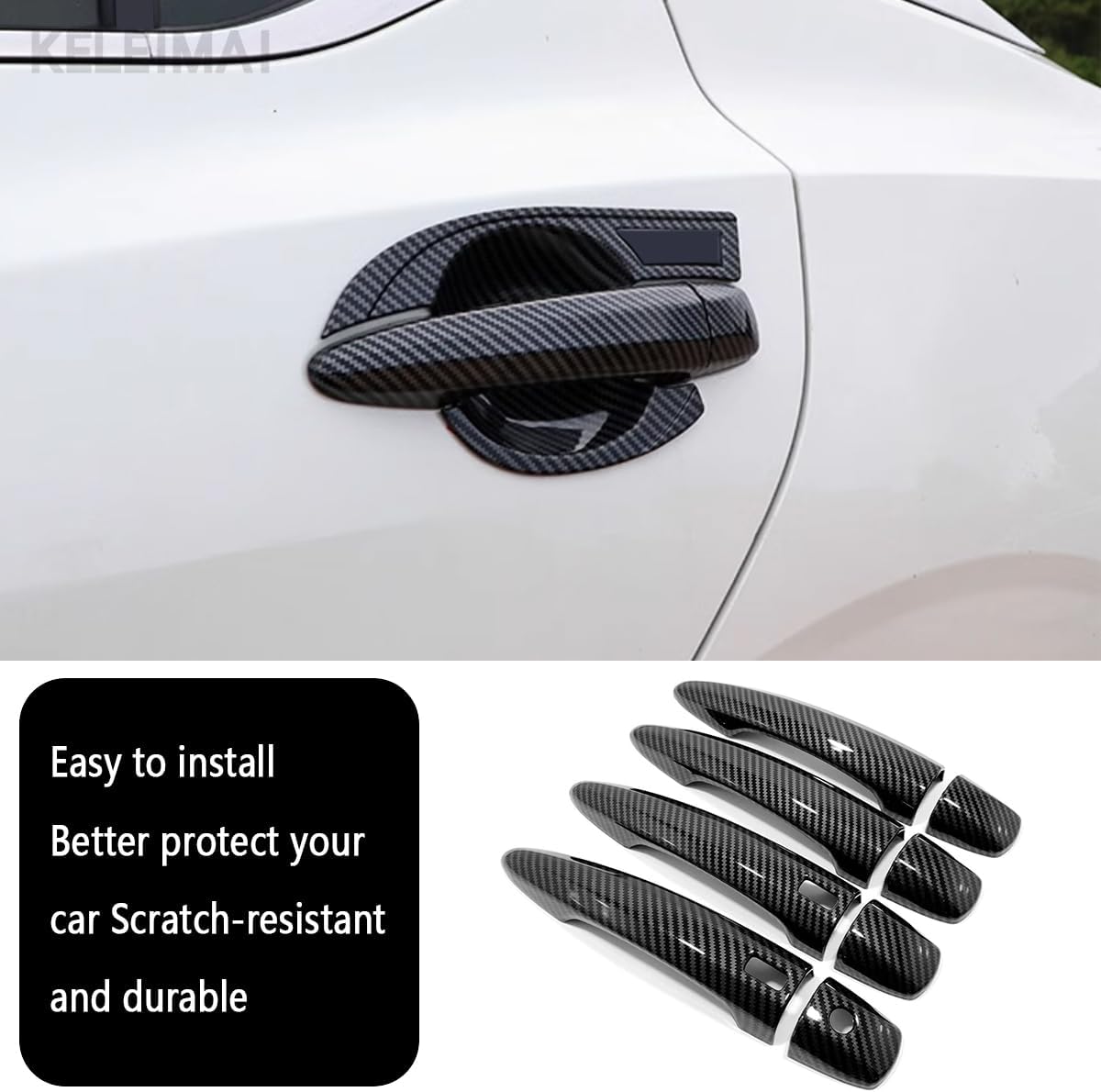 Car Accessories Fit for Nissan Sentra 2020 2021 2022 2023 2024 2025 Nissan Altima 2019-2024 Exterior Side Door Handles Cover Trim with Smart Keyhole (Carbon Fiber) 8PCS ABS