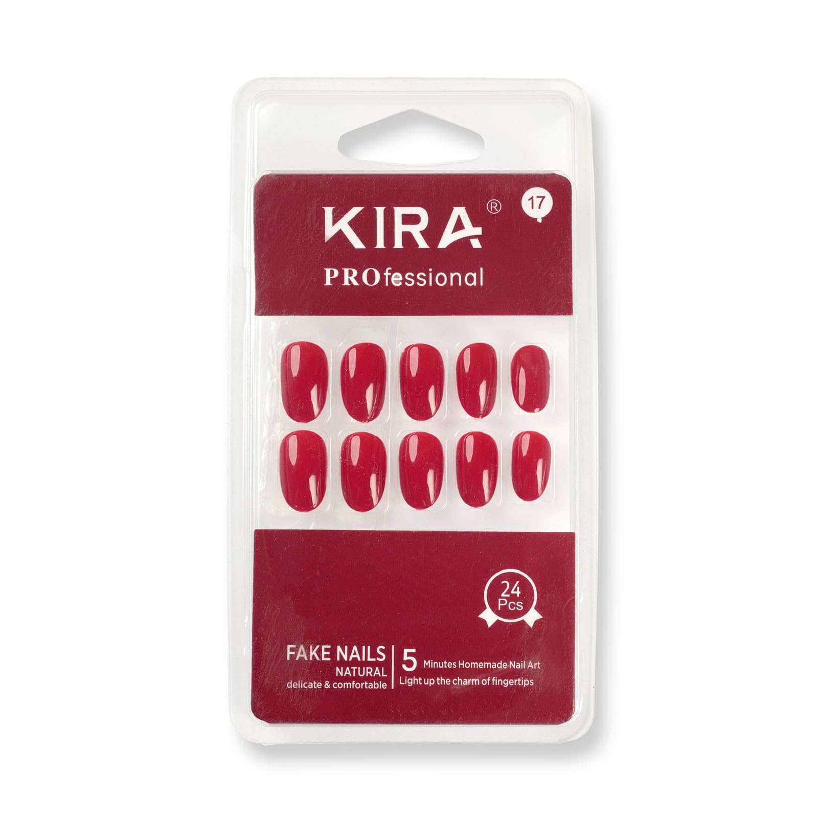 KIRA Artifical Fake Nails With Buffer & Glue, Natural False Nails Delicate & Comfortable With Long-Lasting And Waterproof For Women - A17 (Pack Of 24)-image-7