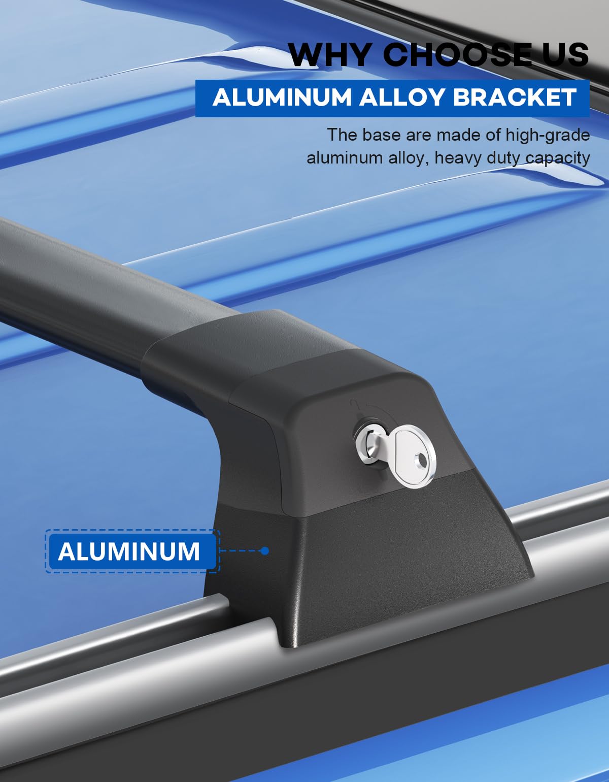 Heavy Duty 260lbs Lockable Roof Rack Cross Bars Compatible with Jeep Grand Cherokee 2011-2021 (with Grooved Side Rails), All-Metal Aluminum Crossbars Rooftop Cargo Bag Kayak Luggage