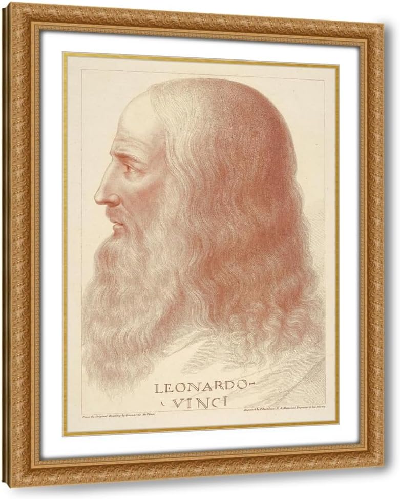 ArtDirect Portrait in Profile of Leonardo da Vinci (1795) Custom Framed Art Print Giclee Print or Canvas Options with Various Sizes and Customization by Francesco Bartolozzi