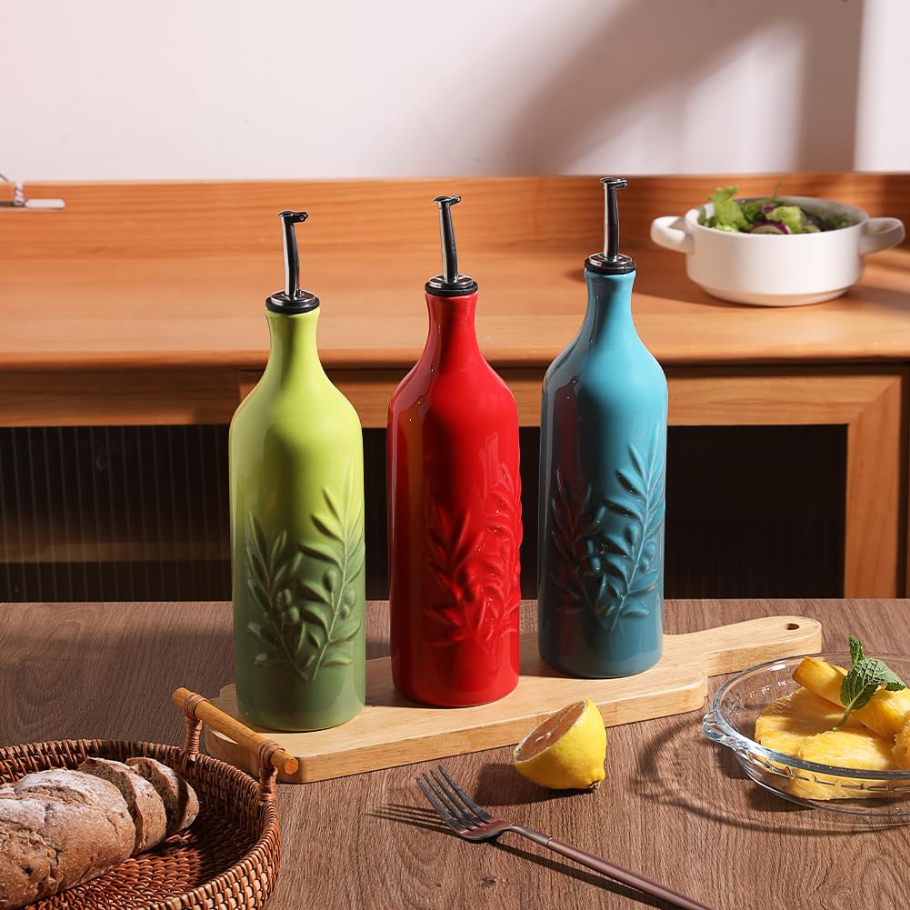 Sweejar Große Keramik-Olivenöl-Spenderflasche, 680 ml, deckende Ölmenge, schützt Öl zur Reduzierung von Oxidation, Aufbewahrung, Essig, Sojasauce, Kaffeesirup, Flüssigkeiten, 1 Stück (Farbverlauf)
