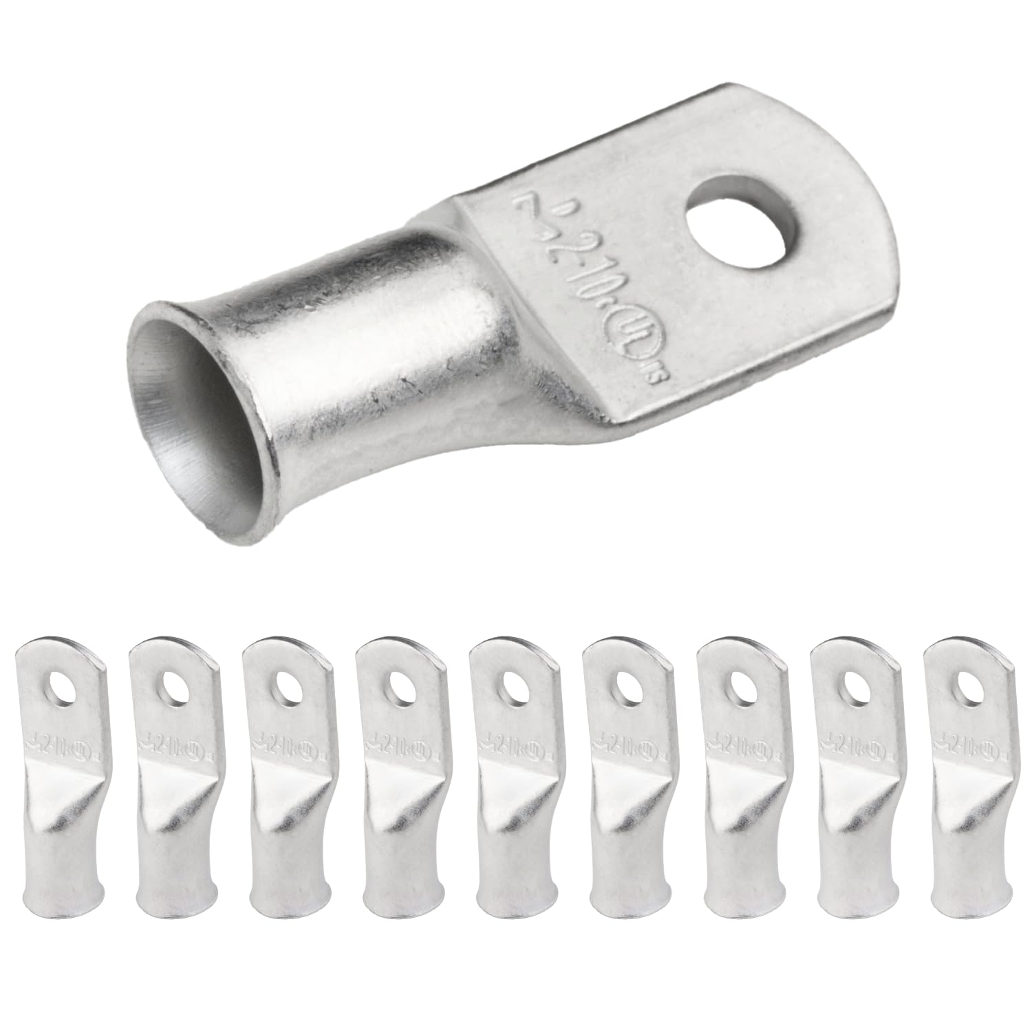 SELTERM 2 AWG # 10 Stud (10 pcs) UL Marine Grade Battery Terminal Connectors Tinned Copper Battery Cable Lugs 2 Gauge Wire Connectors Electrical Battery Cable Ends Ring Terminals Tinned Copper Lugs — image 1
