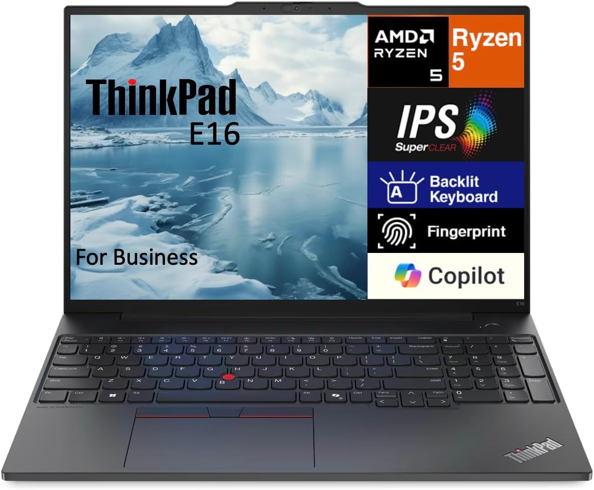 Lenovo ThinkPad E16 Gen 1 Business Laptop 16.0" WUXGA IPS Display 300 nits (AMD Ryzen 5 7530U 6-Core 2.00GHz, 16GB RAM, 512GB PCIe SSD, AMD Radeon, Backlit KYB, FP, WiFi 6, Win11Pro) w/Dockztorm Hub - Image 3