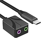 SABRENT USB to 3.5mm Jack Audio Adapter, USB to Headphone Jack Adapter Sound Card, Upgrade to 24-Bit 96Khz for a deep Sound Quality (AU-UCMA)