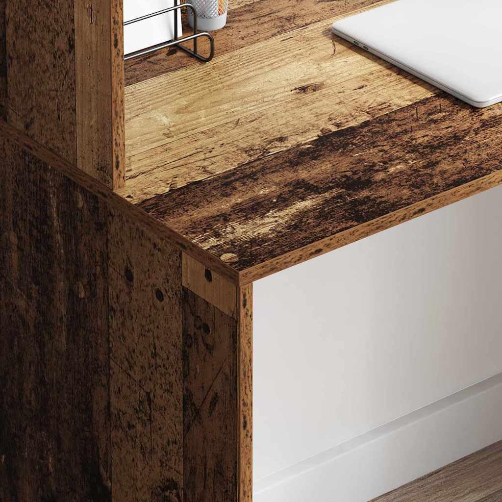 Generisch Schreibtisch mit Regal Altholz 102 x 50 x 124 cm Holzwerkstoff,Möbel,Büromöbel,Schreibtische-869360