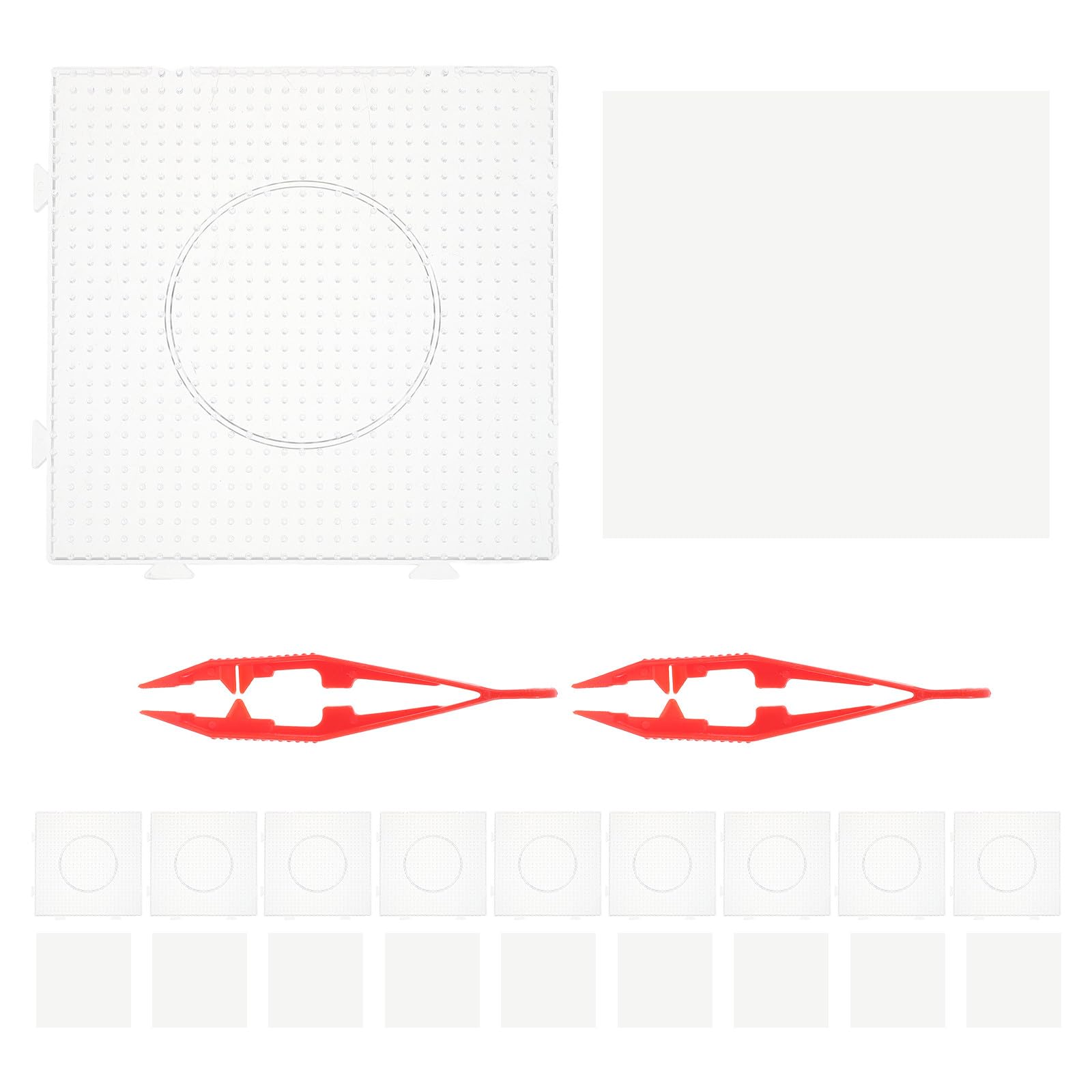 DOITOOL 1 zestaw płytek perforowanych z koralikami Fuse Beads - wielofunkcyjne płytki do rękodzieła, szablony do koralikowania i arkusze do prasowania do projektów artystycznych z koralikami