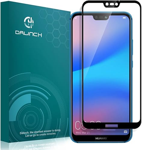Pellicola Vetro P20 Lite  Dalinch Pellicola Vetro Temperato  Copertura Completa  Resistente Urti  Facile Installare Protezione dello Schermo per Huawei P20 Lite  Neri Lati- Garanzia Vita