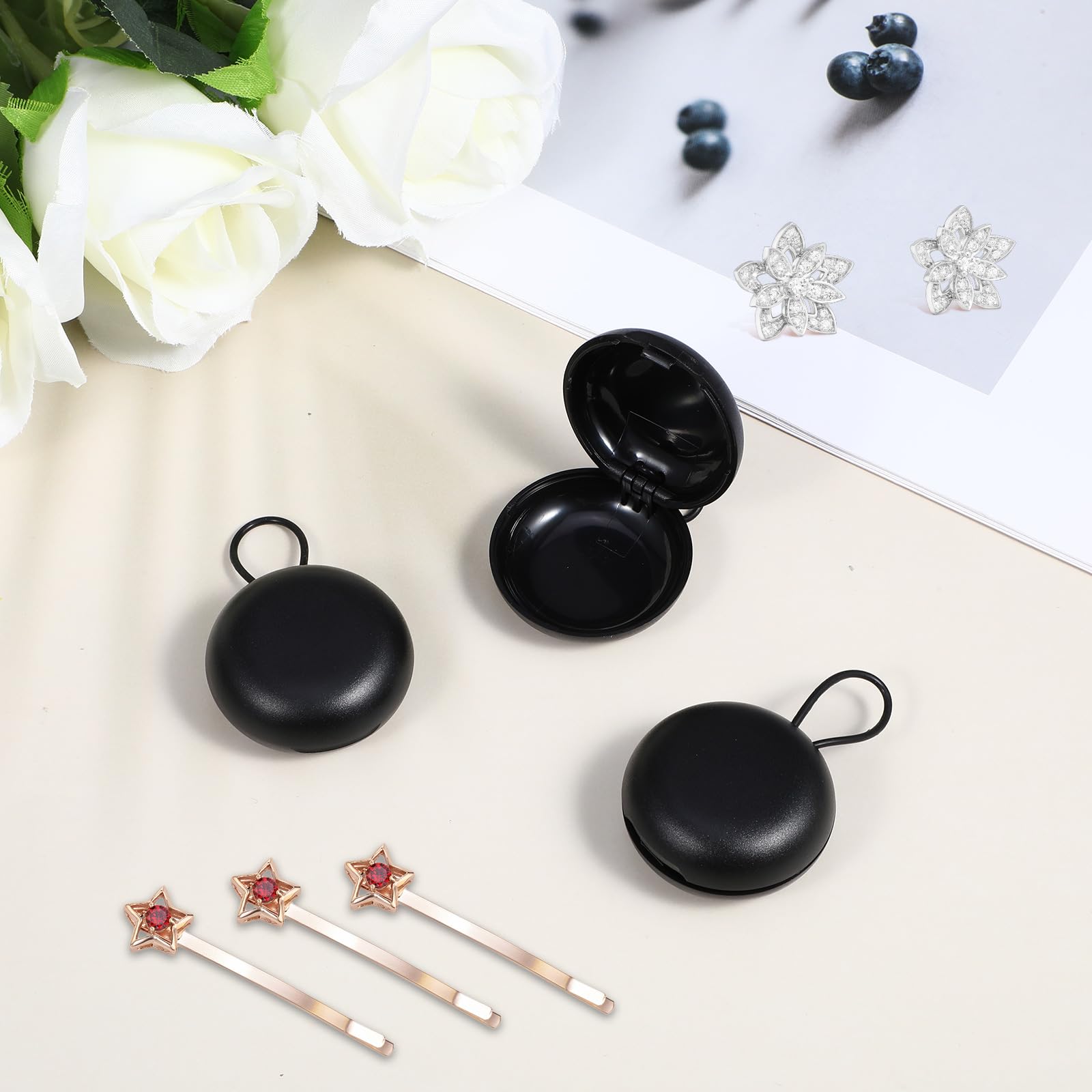 3 fundas de transporte para tapones para los oídos, mini estuche de almacenamiento potable, enchufe negro, funda redonda para actividades al aire libre, viajes, viajes de negocios, almacenamiento de