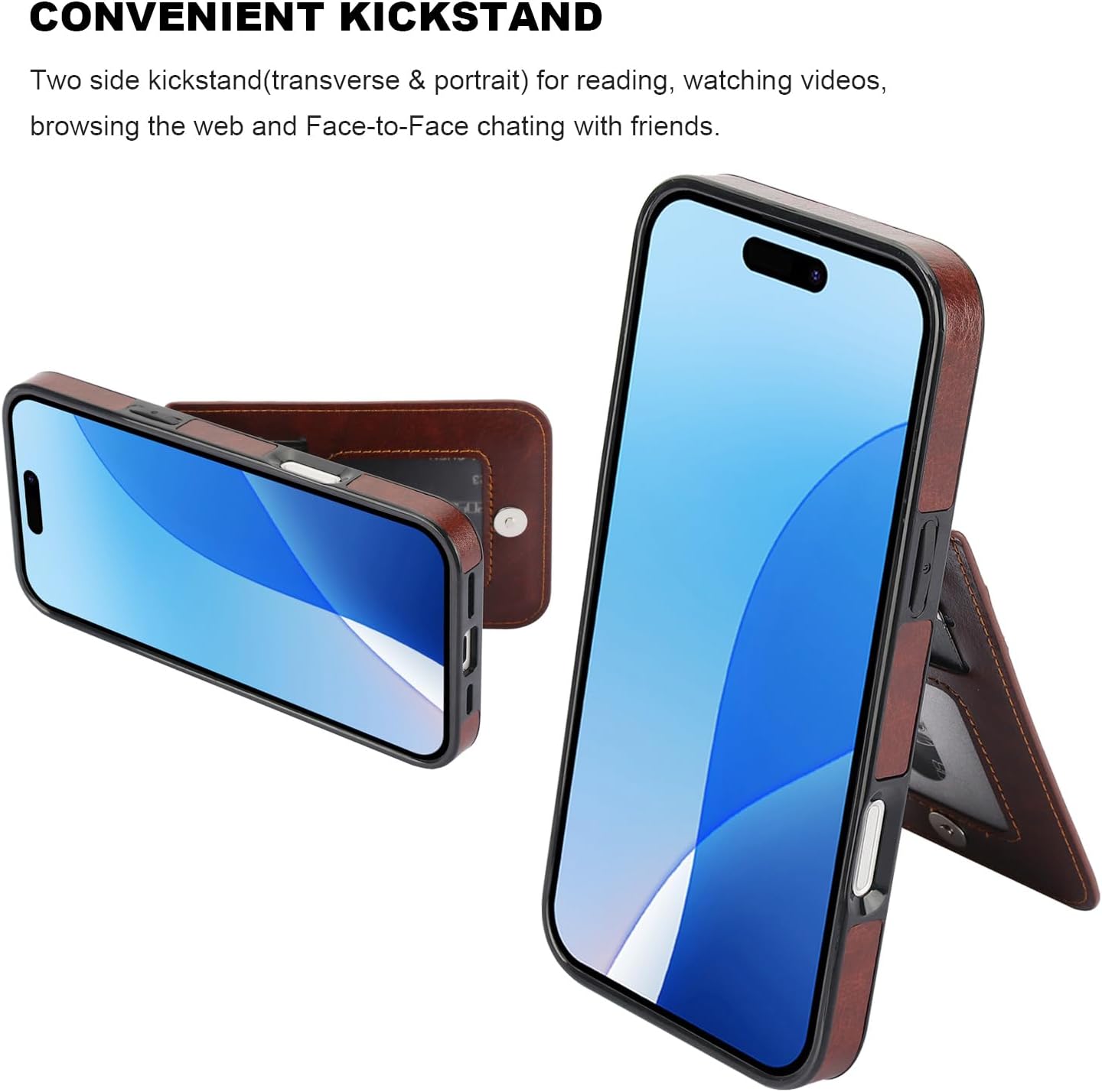 KIHUWEY Compatible with iPhone 16 Pro Max Case Wallet with Credit Card Holder, Flip Premium Leather Magnetic Clasp Kickstand Heavy Duty Protective Cover for iPhone 16 Pro Max 6.9 Inch (Brown) - Image 5