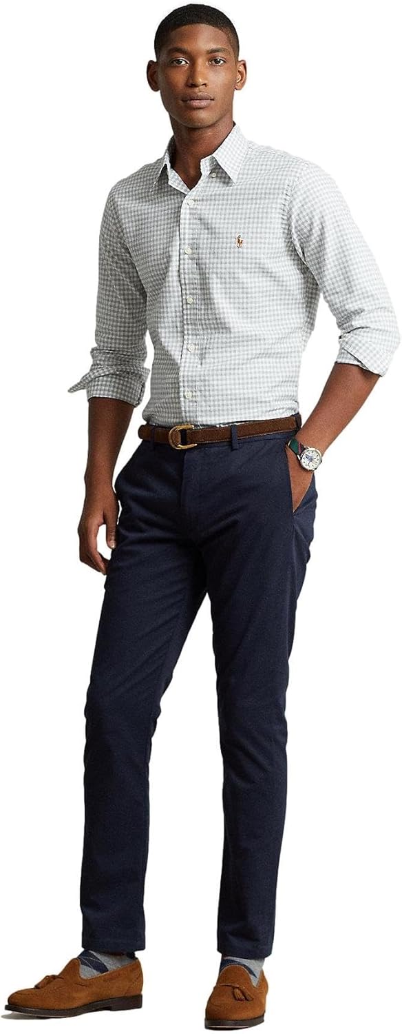 POLO RALPH LAUREN Men's Long Sleeve Oxford Button Down Shirt (XL, CheckerdGrey) - Image 3