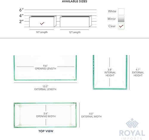 Miniatura 6 de Royal Imports - Florero de cristal decorativo de forma oblonga rectangular para centro de mesa o decoración de boda