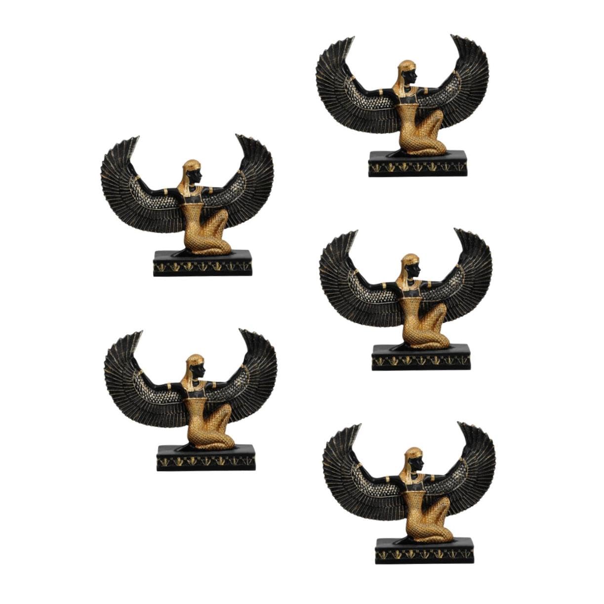 Amosfun 5 Piezas Estatua egipcia estatuas Decorativas Estatua Decorativa - Escultura egipcia Decorativo Diosa de la Estatua Diosa egipcia de Resina estatuilla Coleccionable de la Diosa
