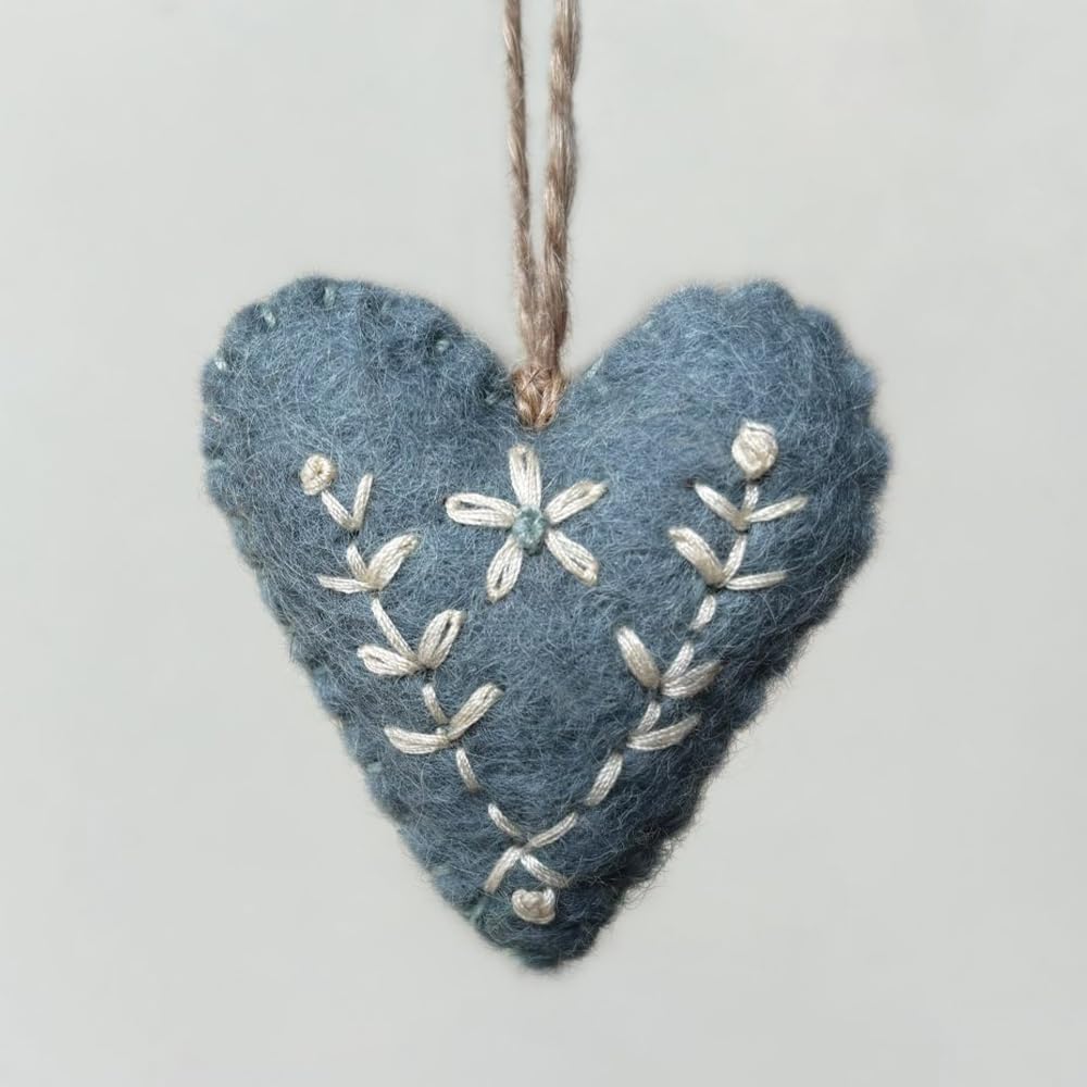 Blue | Folk Art Floral Heart Ornament | Hanging Decoration | Cracker Filler