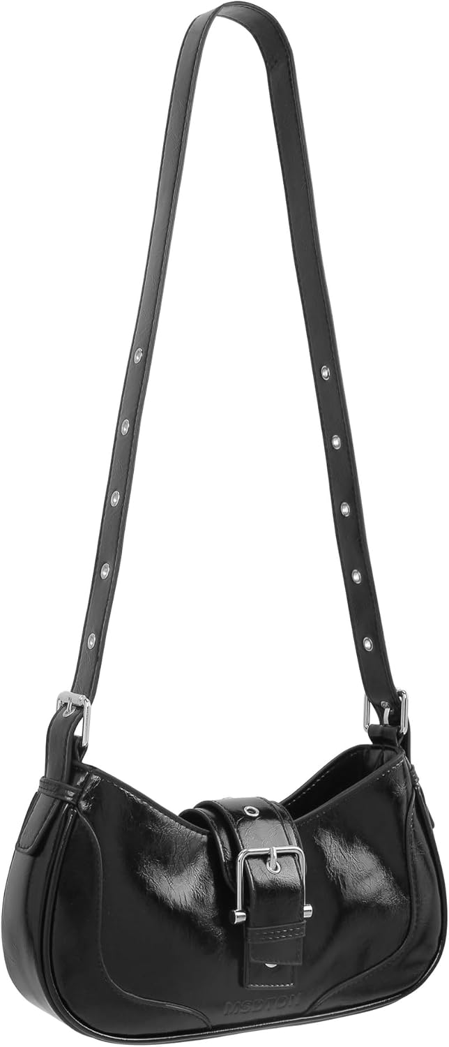 CHIC DIARY Shoulder Crossbody Bag for Women PU leather Crescent Bag Retro Underarm Purse Y2K Black Hobo Handbag