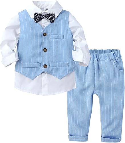 Trajes para niños con anillo de oso, chaleco y pantalones, traje para niños, lindo vestido formal, ropa de 2 a 6 años