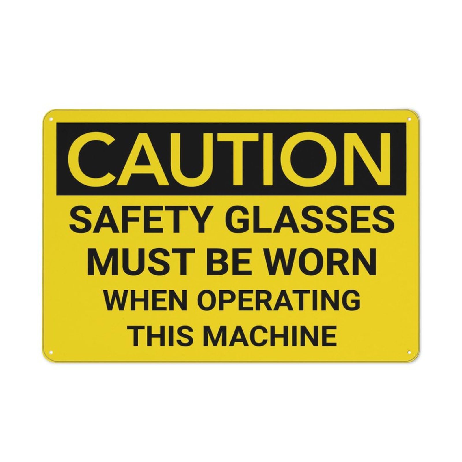 Xewazd A423 8"X12" Rustproof Aluminum Caution Sign - Ppe Safety Glasses Required (When Operating Machine) | Multicolor, Weather Resistant