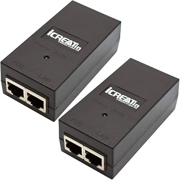 2 Pack 48V POE Injector Adapter, 10/100Mbps, 24W PoE Power Supply, IEEE 802.3af/at Compliant, Compatible for Ubiquiti POE-48-24W, Amcrest/Hikvision/YI/Polycom/Aastra Camera and Phones, Max 30W