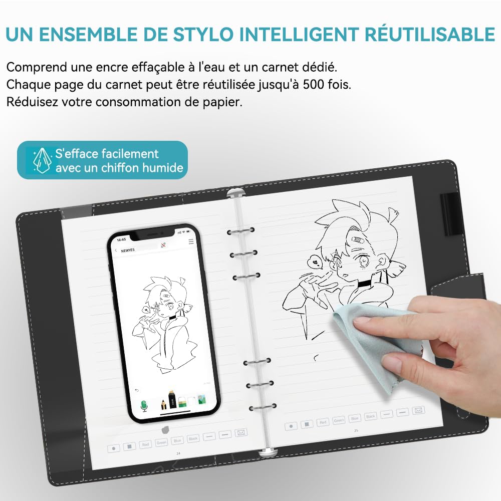 NEWYES Syncpen 4.0 Set - Stylo Numérique & Bloc Notes Numérique Effaçable & Tablette Note Manuscrite, Transfert Bluetooth & OCR pour Notes, Idéal pour Étudiants et Professionnels