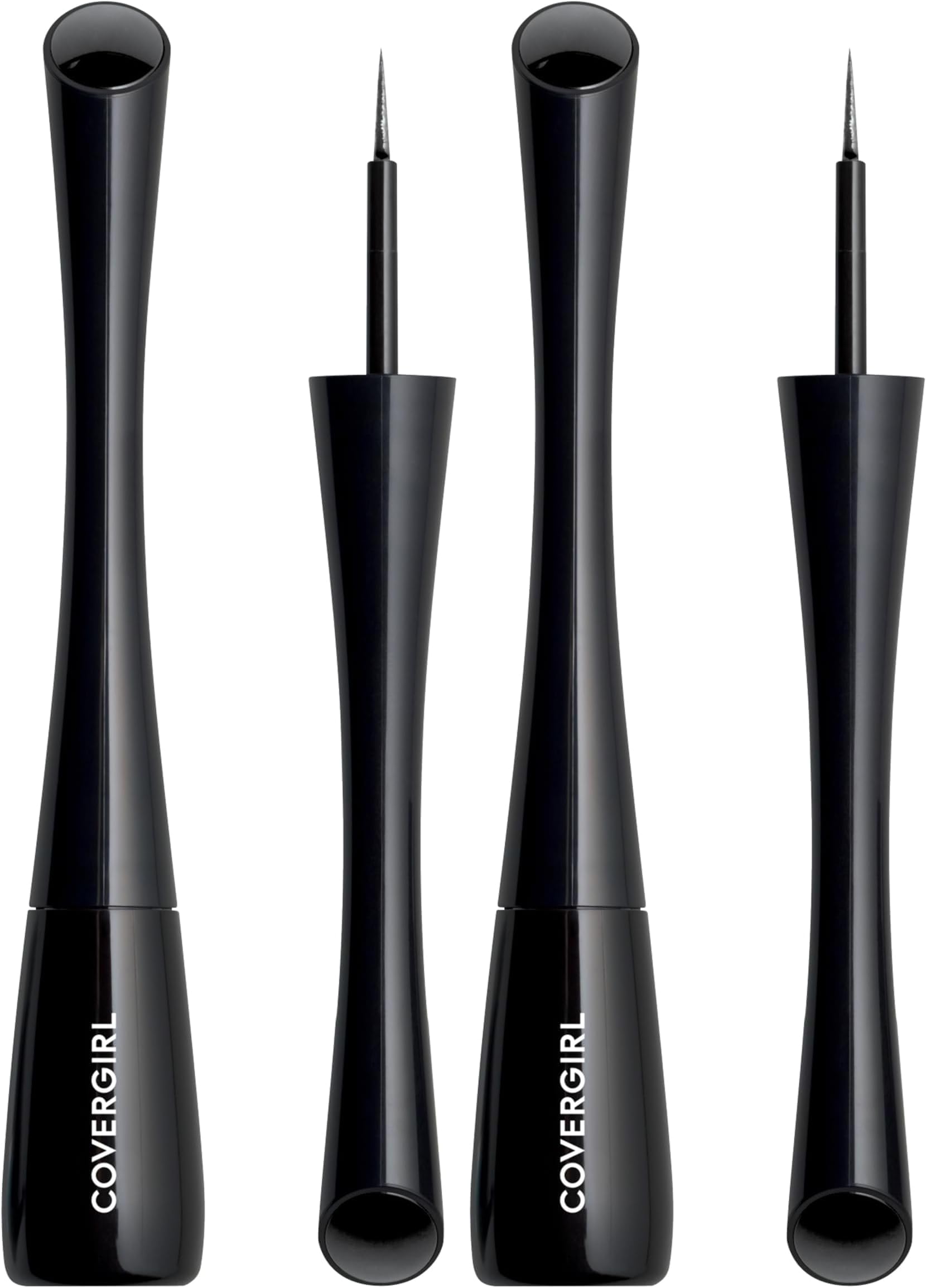 COVERGIRL Get In Line Liquid Eyeliner, Black Crystal, Long Lasting, 0.08 Ounces, Feather-Fine Tip, Contour-Grip Handle, Quick-Dry Liquid Eyeliner, Removes Easily (Pack of 2)